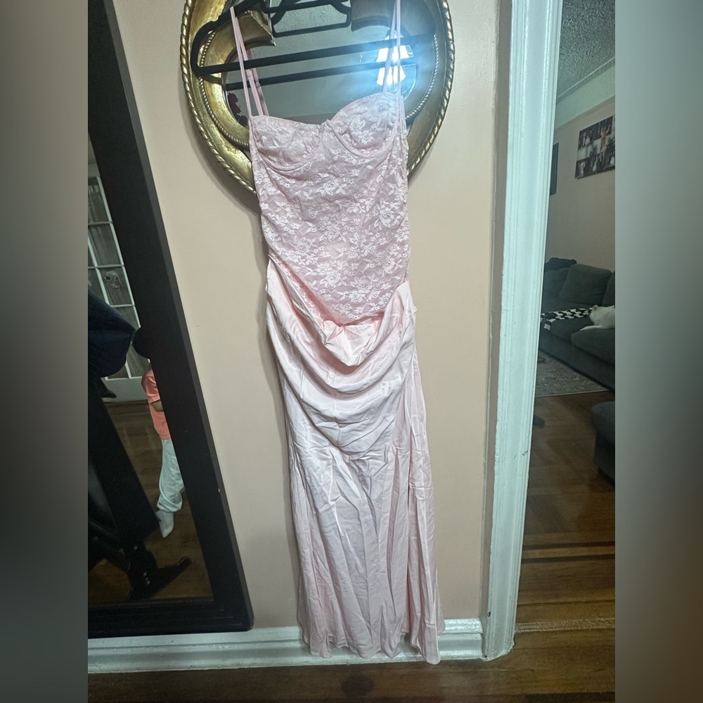 Peppermayo Strapless Pink Lace Dress